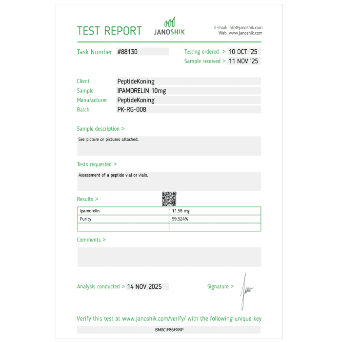 Ipamorelin test report 1